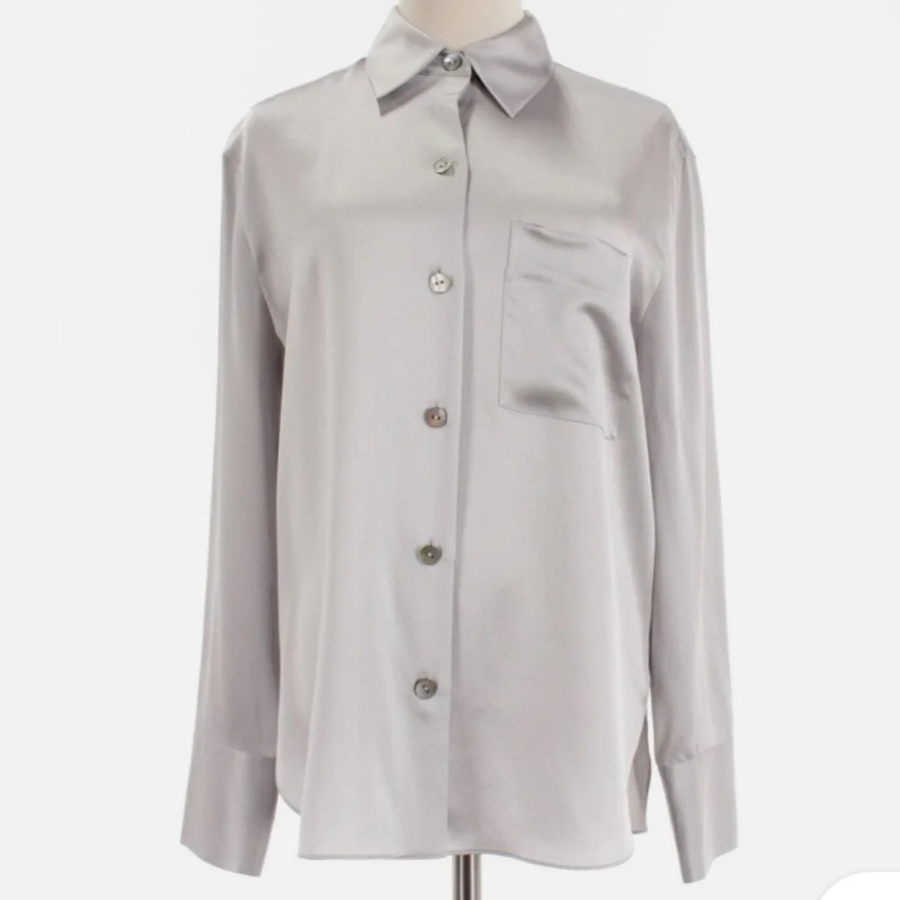 Vince Silk button up shirt gray size XXS - Picture 5 of 16